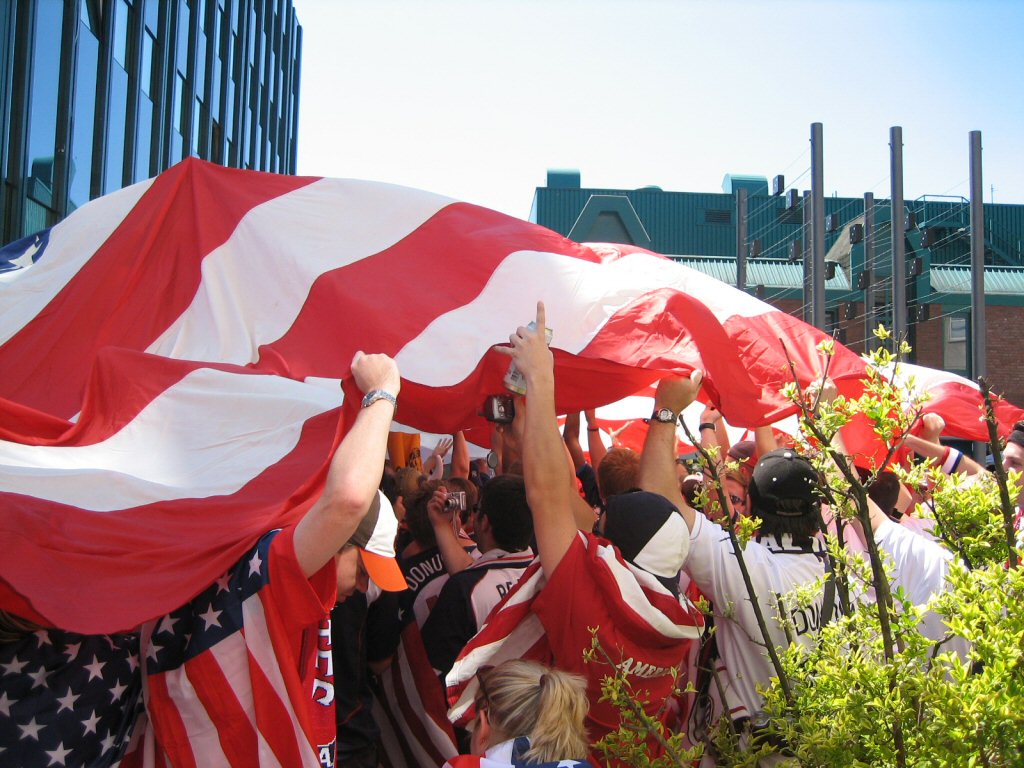 The flag makes appearance at pre game